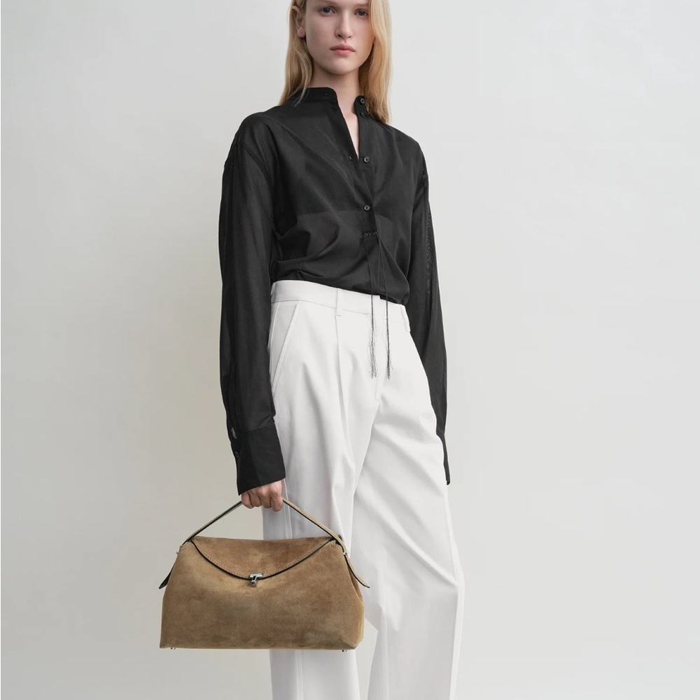 Toteme T lock suede top handle bag - Picture 3 of 9